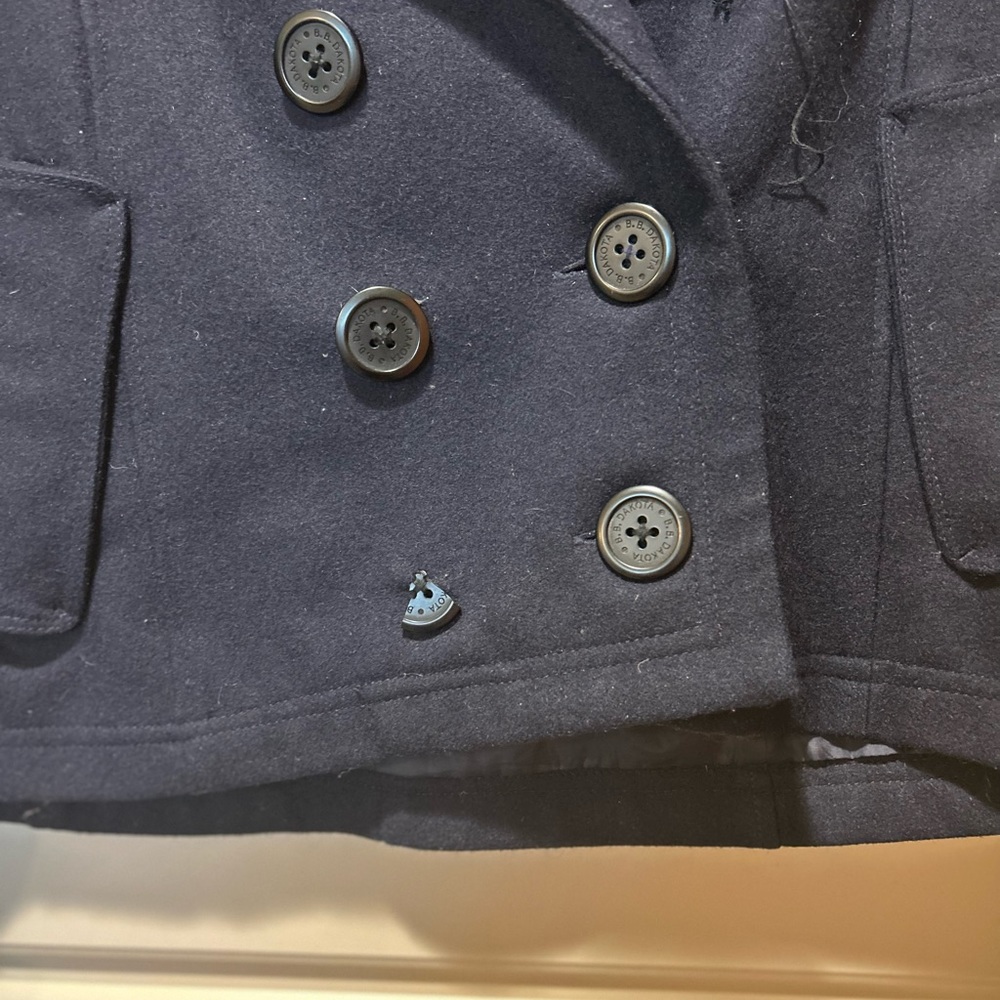BB Dakota Pea Coat Navy Short Jacket Size Large - Picture 2 of 3